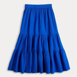 100% Cotton Blue Tiered Skirt